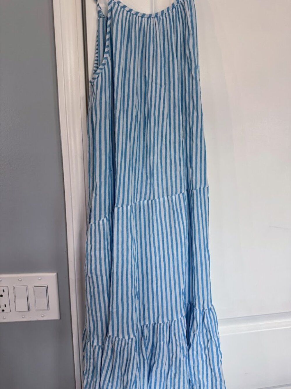RAVIYA Blue White Striped Maxi White Striped Maxi Dress Cover Up Size L